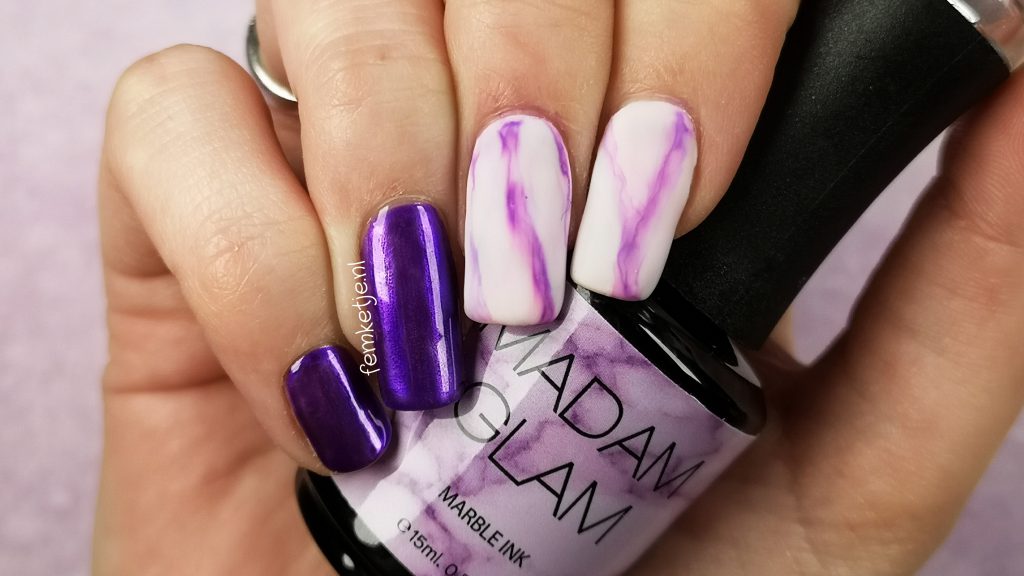Purple Chrome Marble Ink Nail Art Gel Polish Overlay